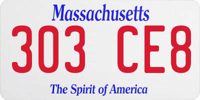 MA license plate 303CE8