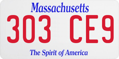 MA license plate 303CE9