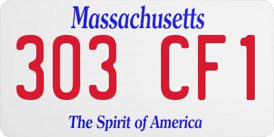 MA license plate 303CF1