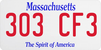 MA license plate 303CF3