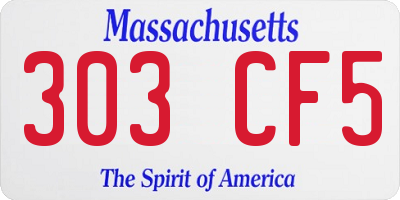 MA license plate 303CF5