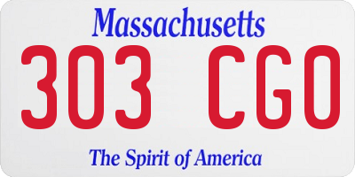 MA license plate 303CG0