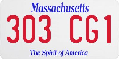 MA license plate 303CG1