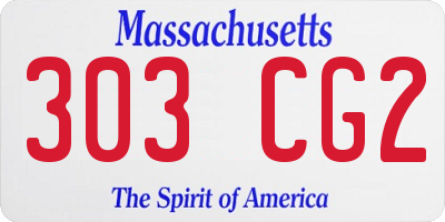 MA license plate 303CG2