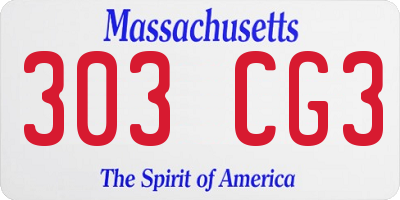 MA license plate 303CG3