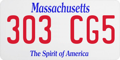 MA license plate 303CG5