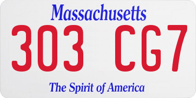 MA license plate 303CG7