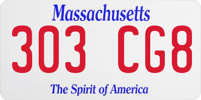MA license plate 303CG8