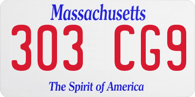 MA license plate 303CG9