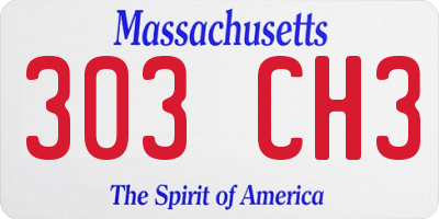 MA license plate 303CH3