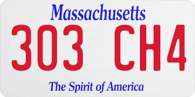 MA license plate 303CH4