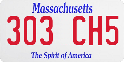 MA license plate 303CH5