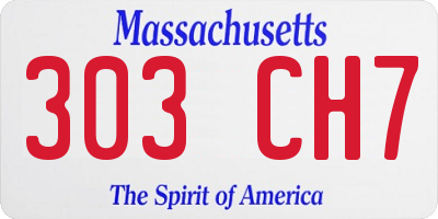 MA license plate 303CH7