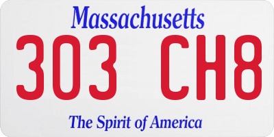 MA license plate 303CH8