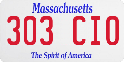 MA license plate 303CI0