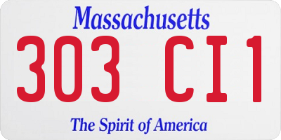 MA license plate 303CI1