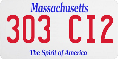 MA license plate 303CI2