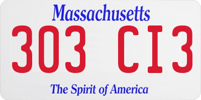 MA license plate 303CI3