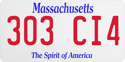 MA license plate 303CI4