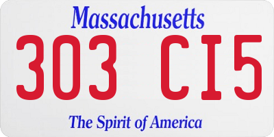MA license plate 303CI5