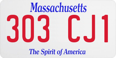 MA license plate 303CJ1