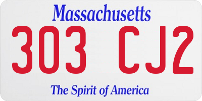 MA license plate 303CJ2