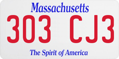 MA license plate 303CJ3