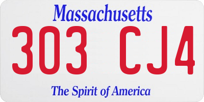 MA license plate 303CJ4