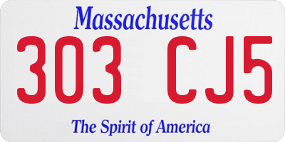 MA license plate 303CJ5
