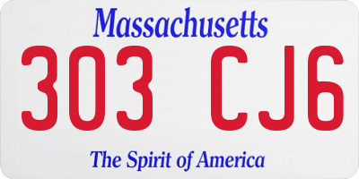 MA license plate 303CJ6