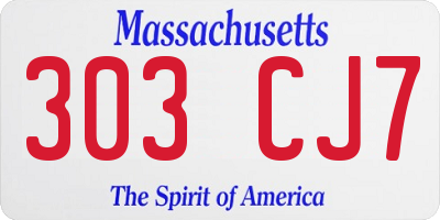 MA license plate 303CJ7