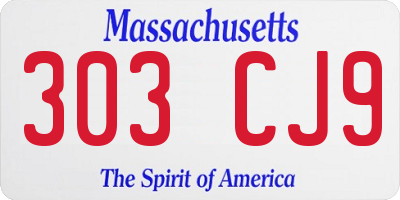 MA license plate 303CJ9