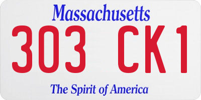 MA license plate 303CK1