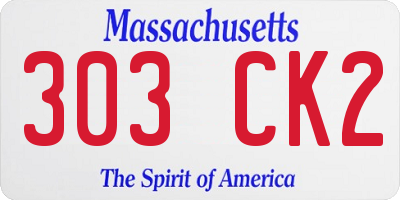 MA license plate 303CK2