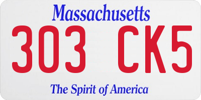 MA license plate 303CK5