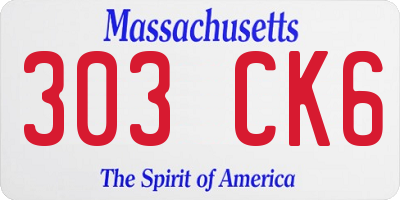 MA license plate 303CK6