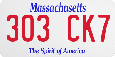 MA license plate 303CK7