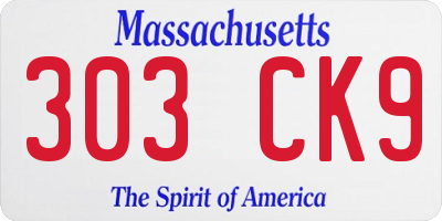 MA license plate 303CK9