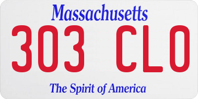 MA license plate 303CL0