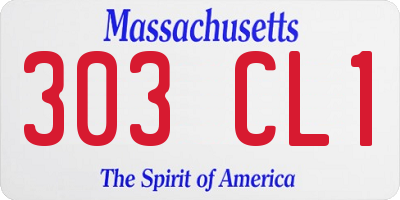 MA license plate 303CL1
