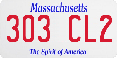 MA license plate 303CL2