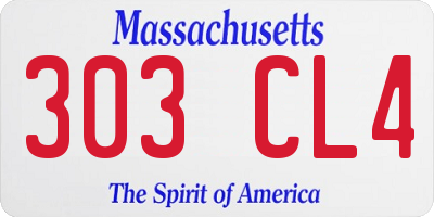 MA license plate 303CL4