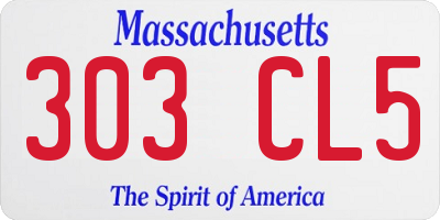 MA license plate 303CL5