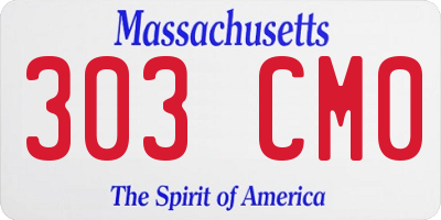 MA license plate 303CM0