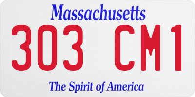 MA license plate 303CM1