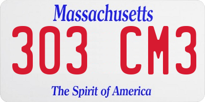 MA license plate 303CM3