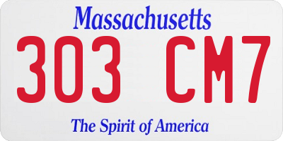 MA license plate 303CM7