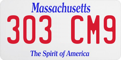 MA license plate 303CM9
