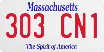 MA license plate 303CN1