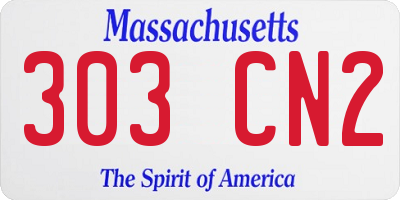 MA license plate 303CN2